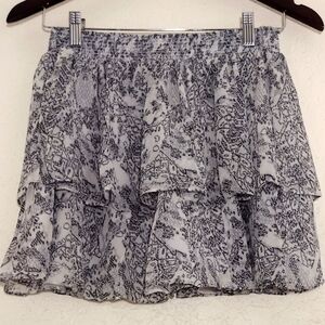 Ramy Brook Silk Elegant Black and White Patterned Mini Skirt